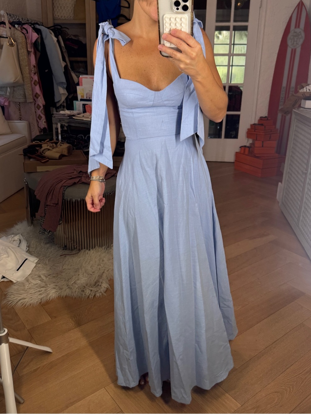 Showpo Pale Blue Tie-Strap Maxi Dress